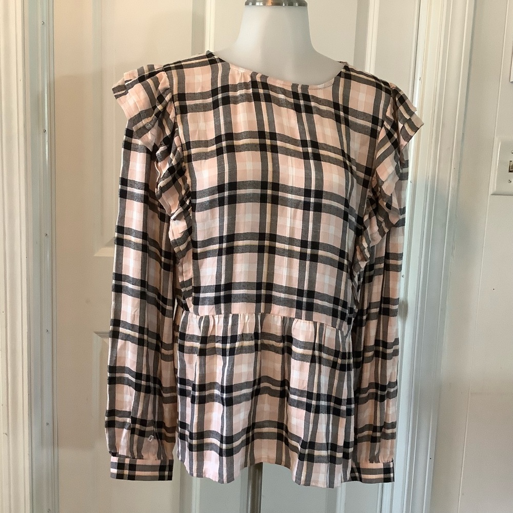 Loft longe sleeve’s plaid shirt size Large NWT